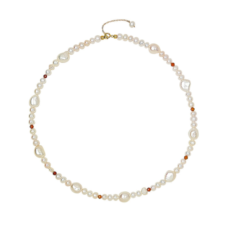 French Vintage Freshwater Pearl Crystal Necklace