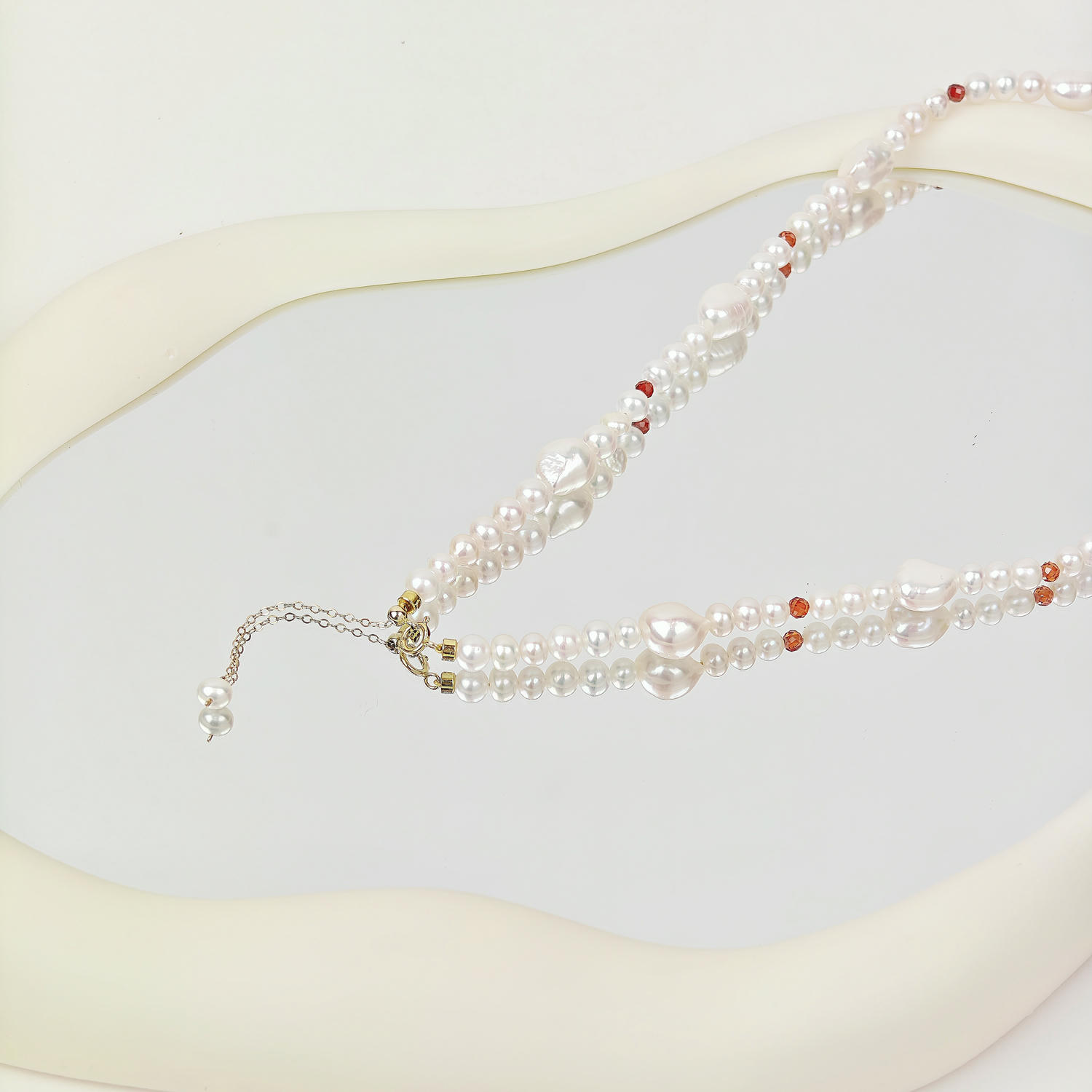 French Elegant Freshwater Pearl & Crystal Necklace