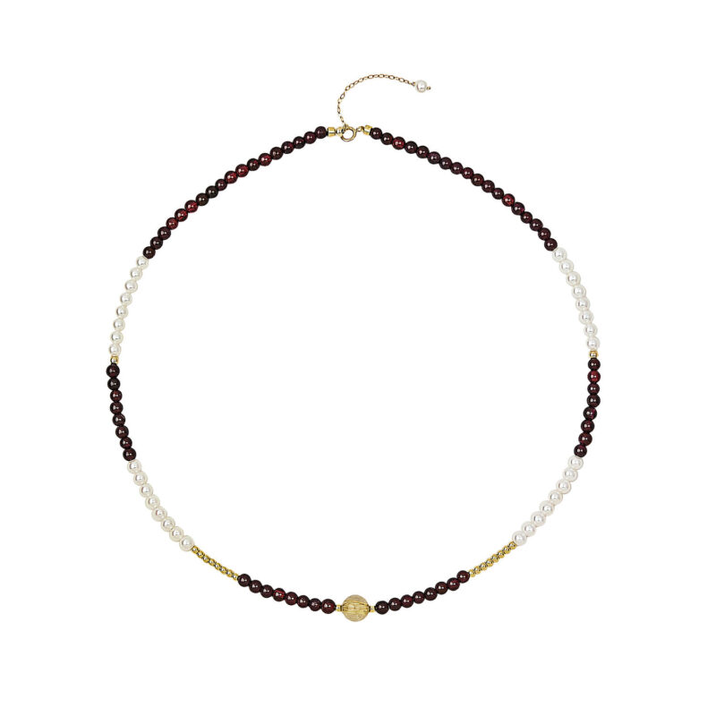 French Vintage Pearl & Garnet Elegant Necklace