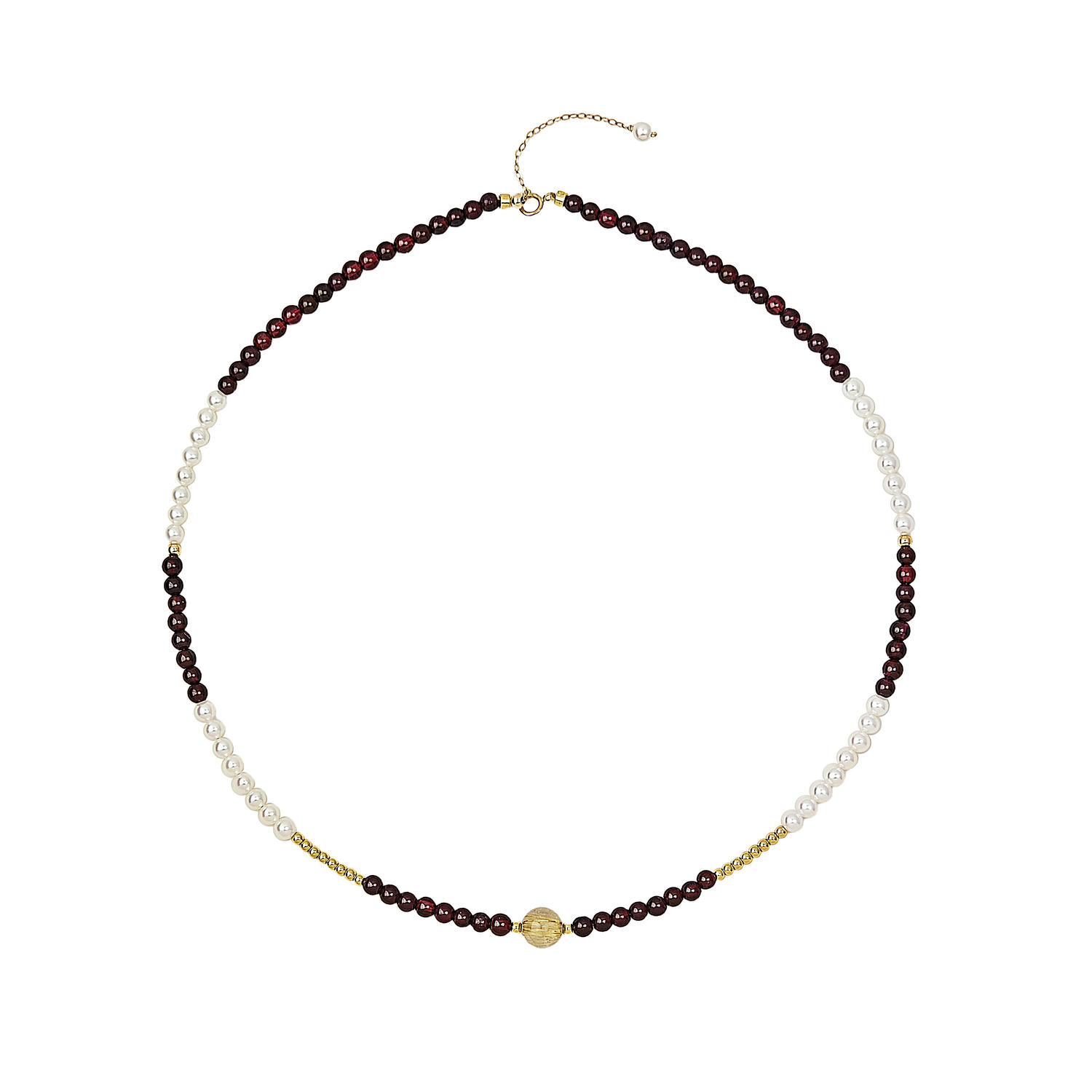 French Vintage Pearl & Garnet Elegant Necklace