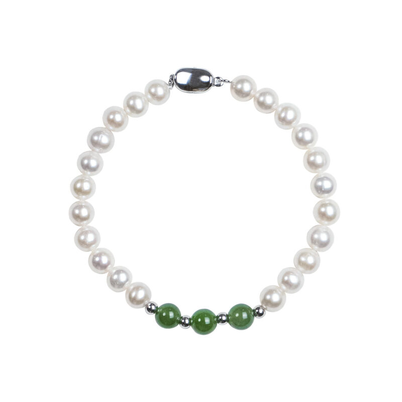 French Elegant Pearl Necklace & Crystal Bracelet Set