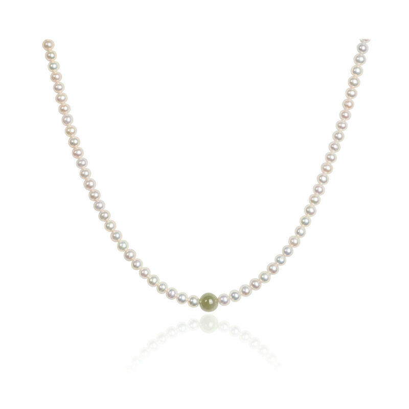 Elegant Freshwater Pearl & Green Crystal Necklace