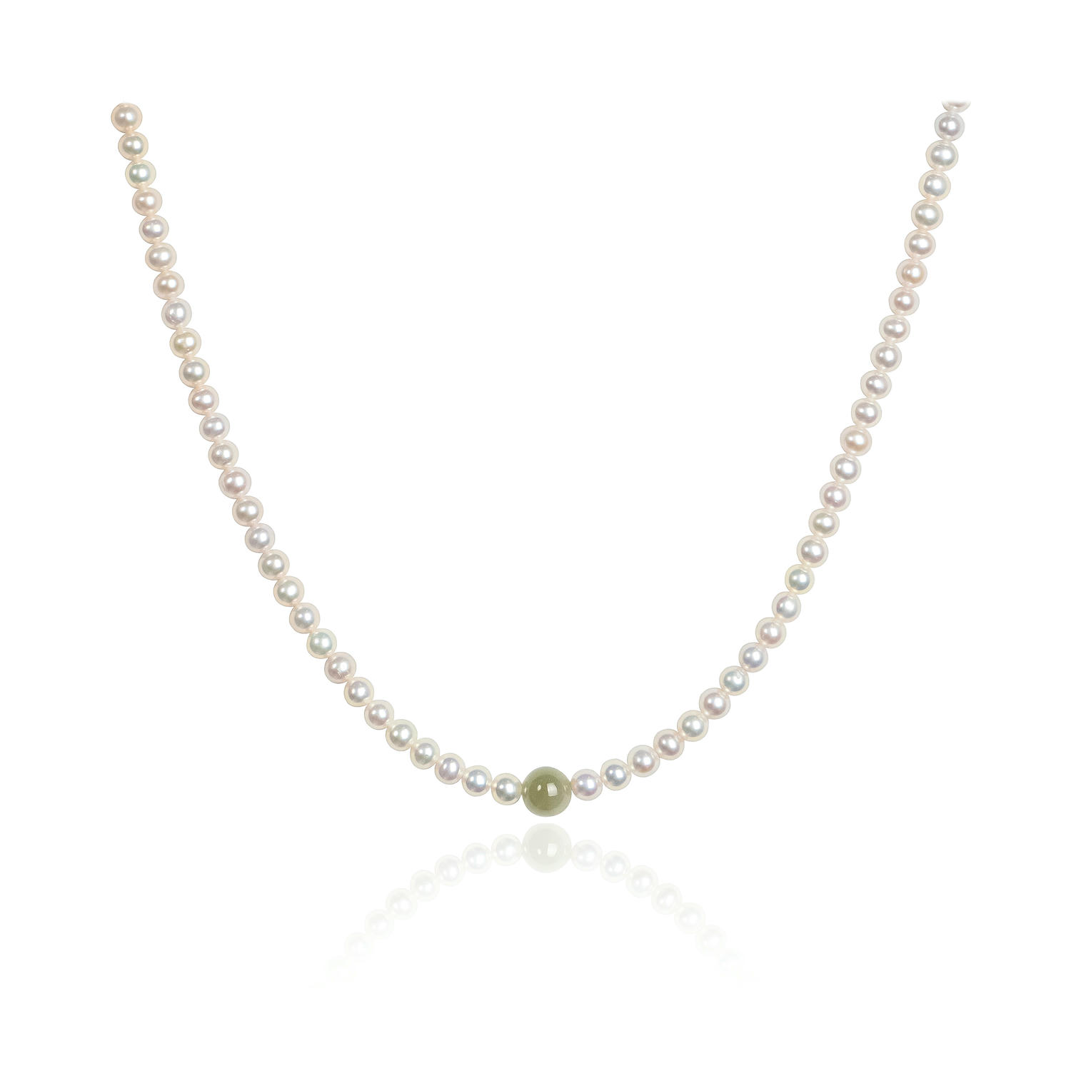 Elegant Freshwater Pearl & Green Crystal Necklace