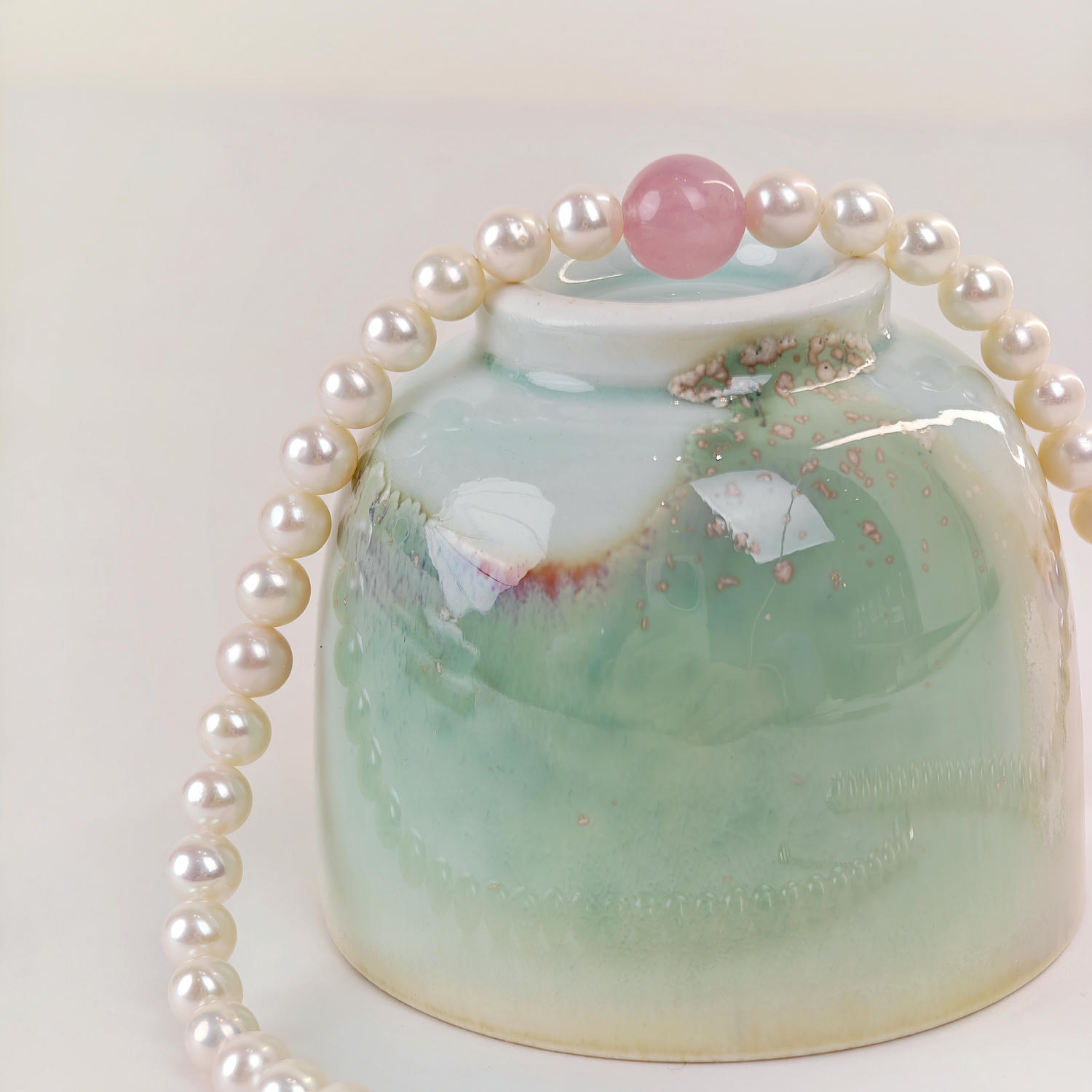 Freshwater Pearl & Rose Quartz Minimalist Necklace