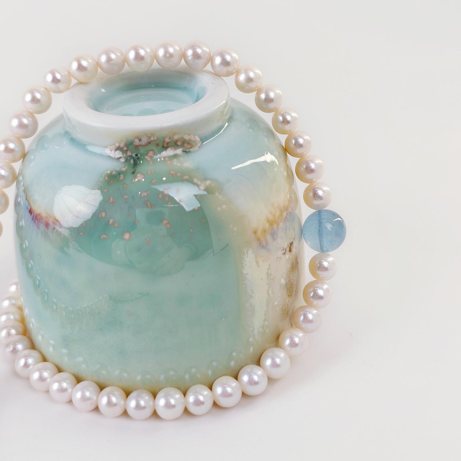 Designer Freshwater Pearl & Aquamarine Elegant Necklace