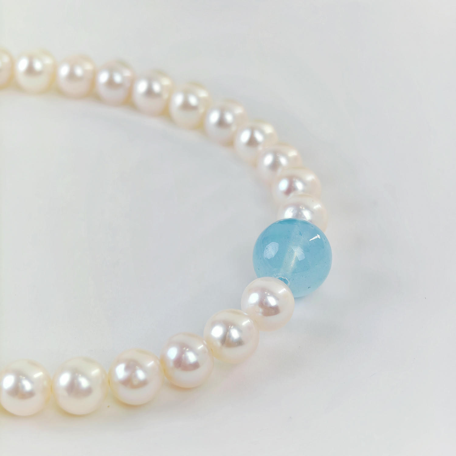 Freshwater Pearl Aquamarine Crystal Bracelet, Elegant