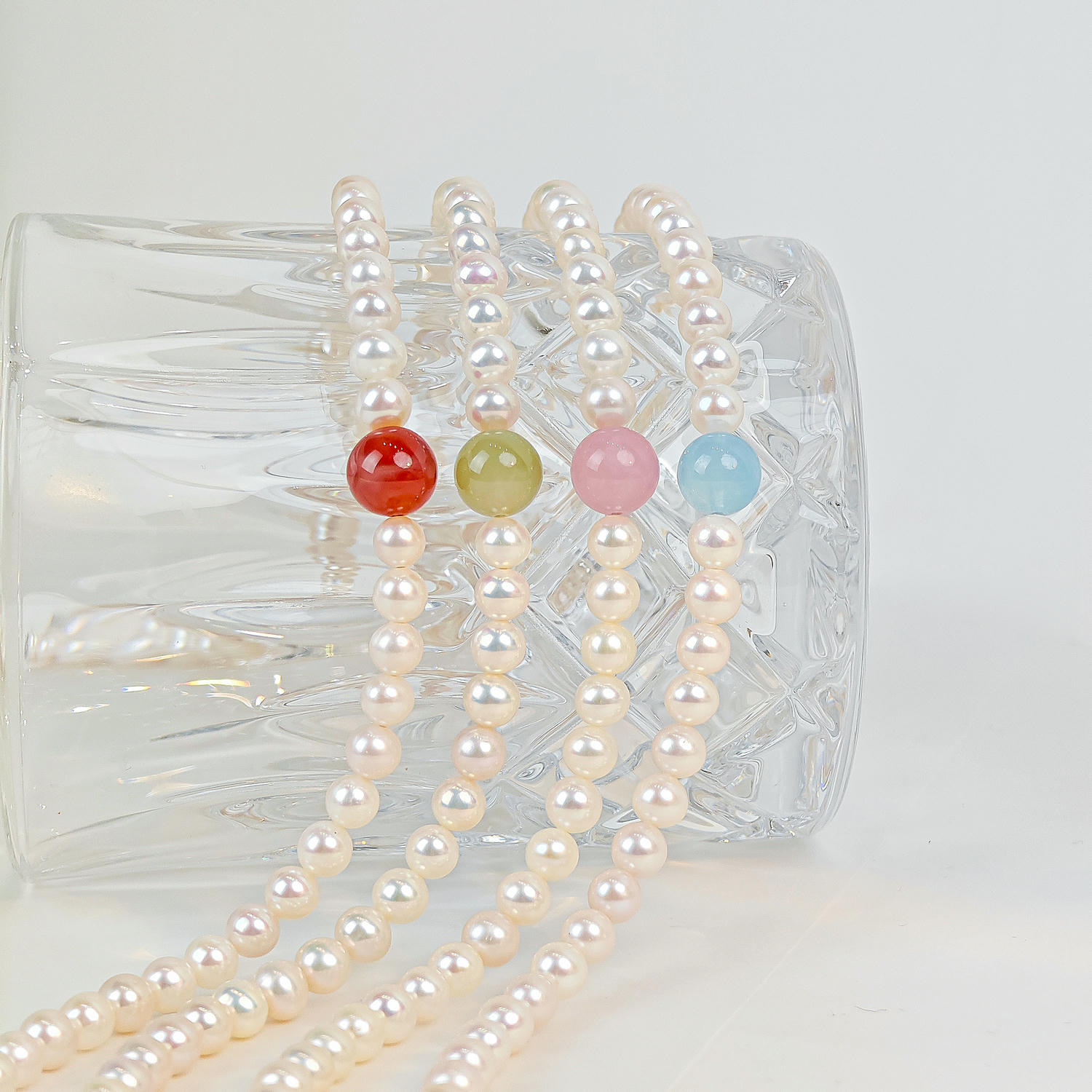 Minimalist Pearl Necklace with Gemstone Accent