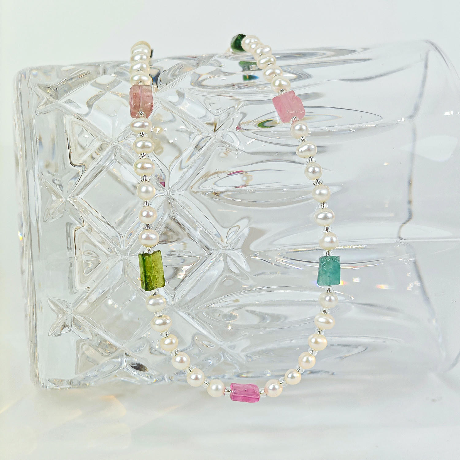 French Elegant Freshwater Pearl Color Crystal Necklace