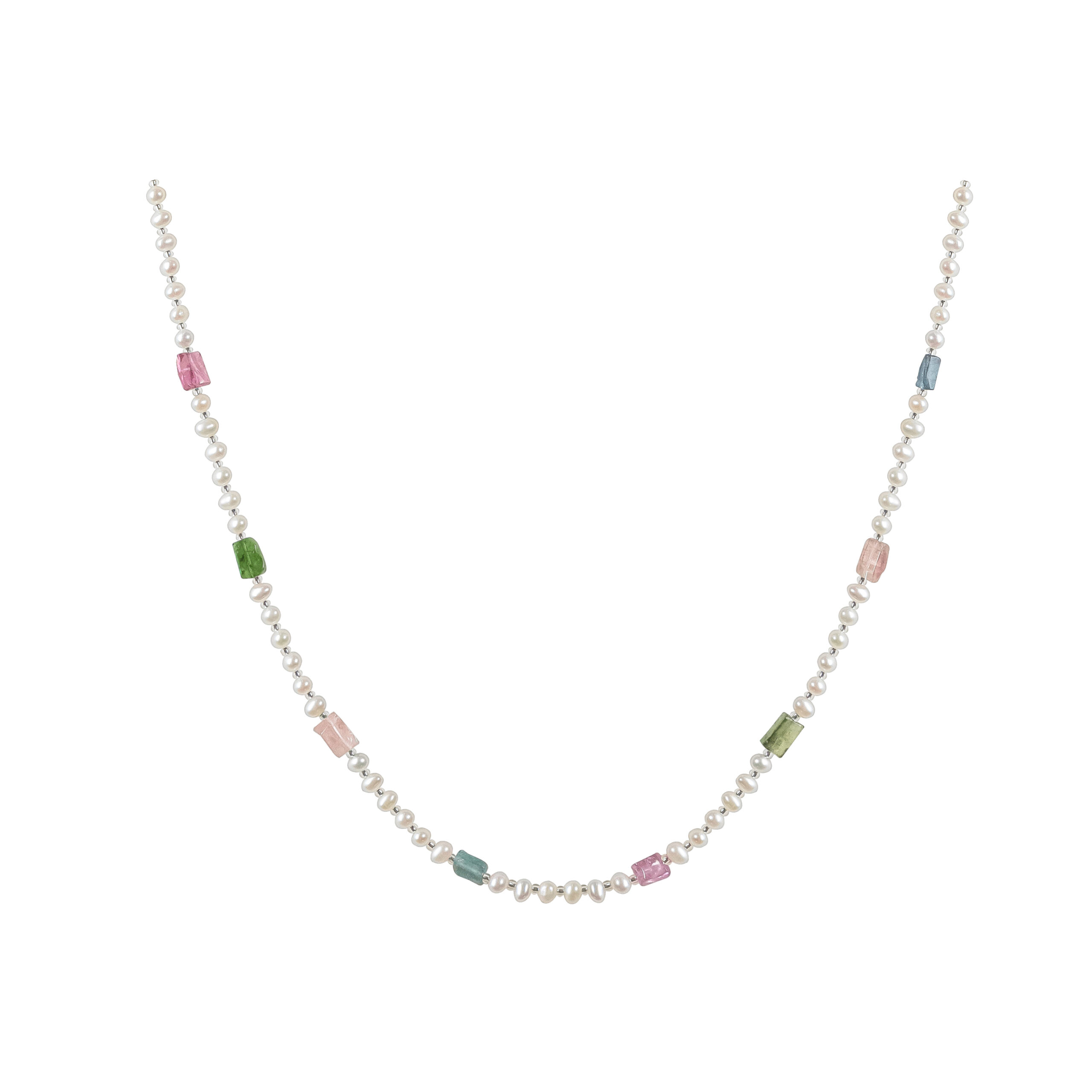 French Elegant Freshwater Pearl Color Crystal Necklace