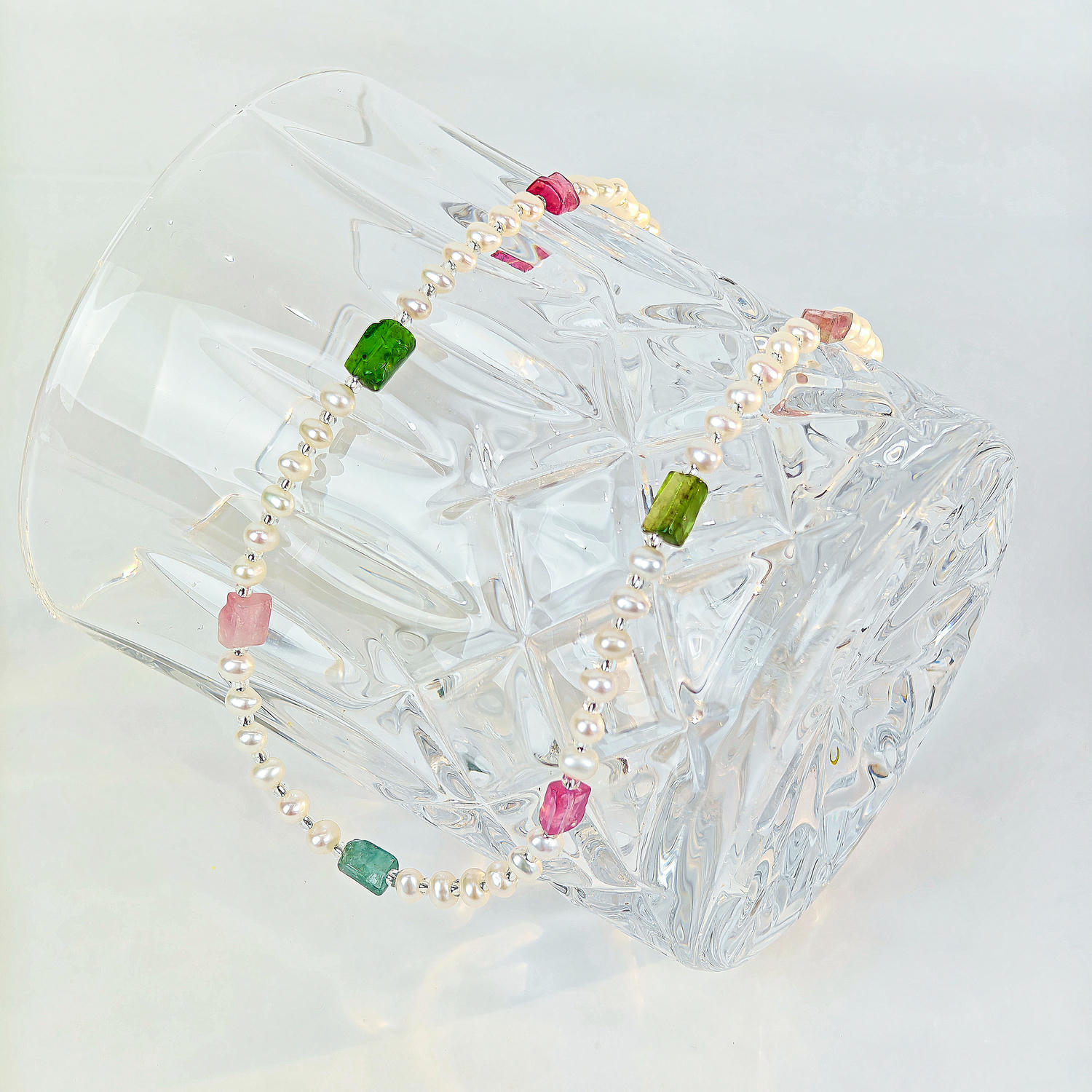 French Elegant Freshwater Pearl Color Crystal Necklace