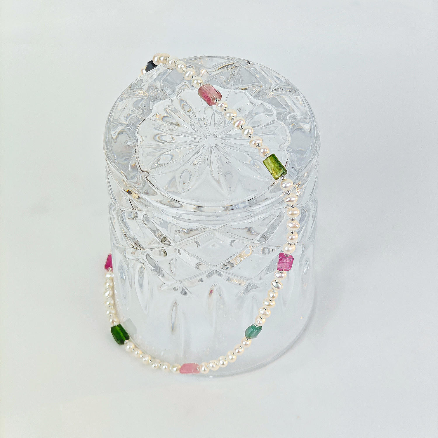 French Elegant Freshwater Pearl Tourmaline Designer Necklace