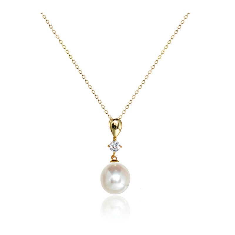 Natural Pearl Zircon Necklace Elegant Minimal Design
