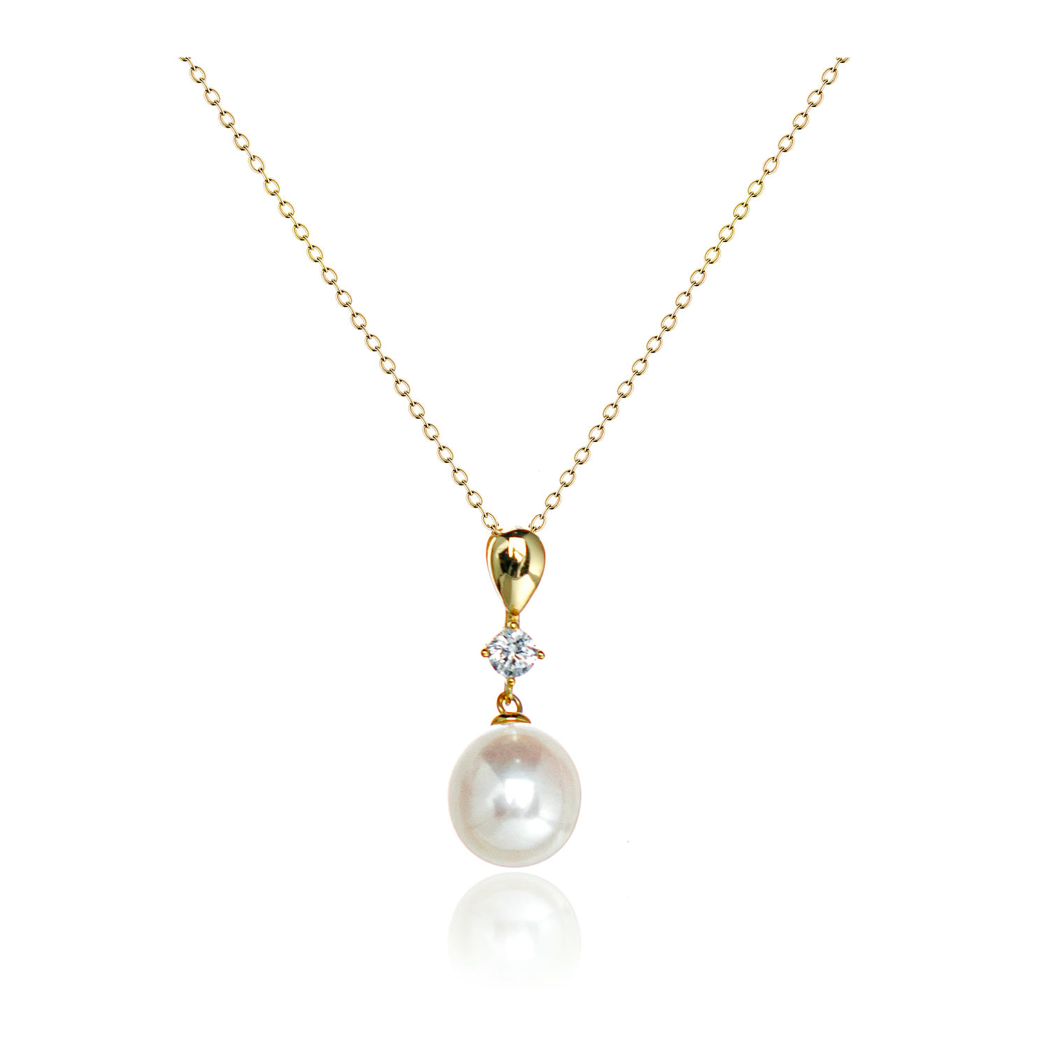 Natural Pearl Zircon Necklace Elegant Minimal Design