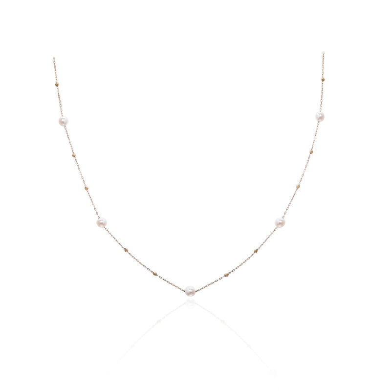 18K Gold Pearl Necklace, Minimal French Elegance