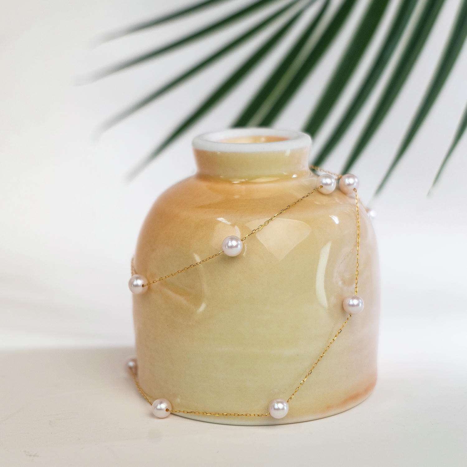 18K Gold Freshwater Pearl Necklace Minimal French Luxe