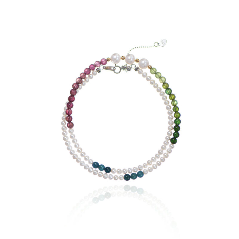 French Elegant Freshwater Pearl Crystal Layered Necklace