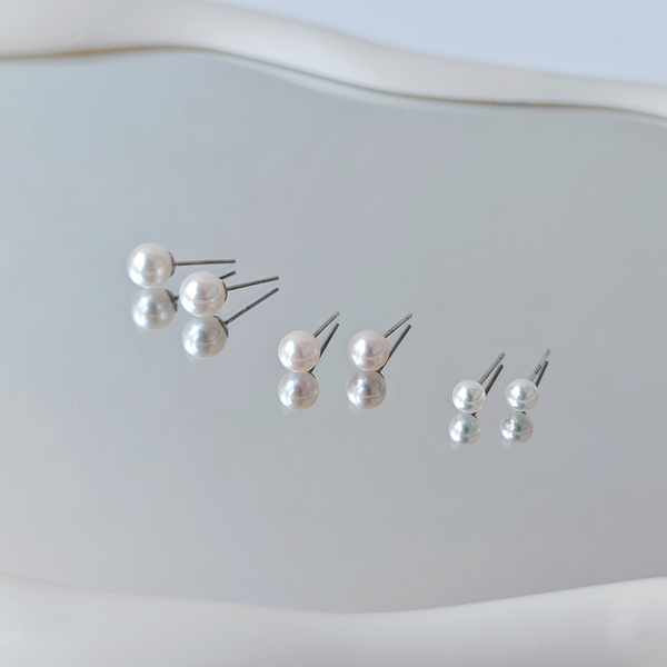 Minimalist Elegant Freshwater Pearl Silver Stud Earrings