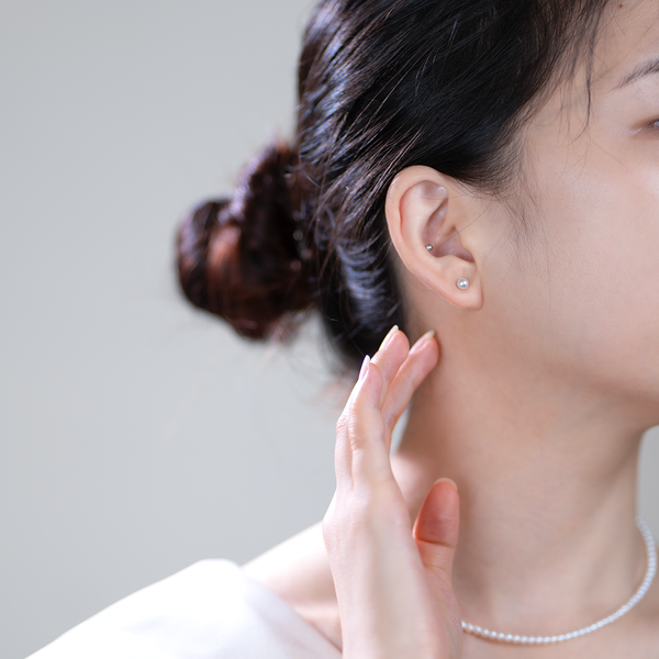 Minimalist French Pearl Necklace & Stud Set