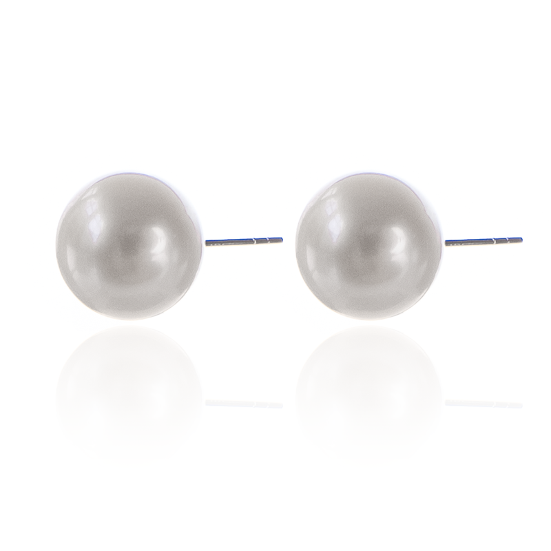 Grey Pearl Stud Earrings, Minimal Elegant Luxury