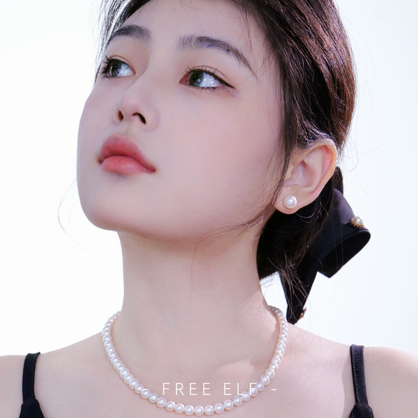 Elegant French Minimal Pearl Necklace & Stud Set