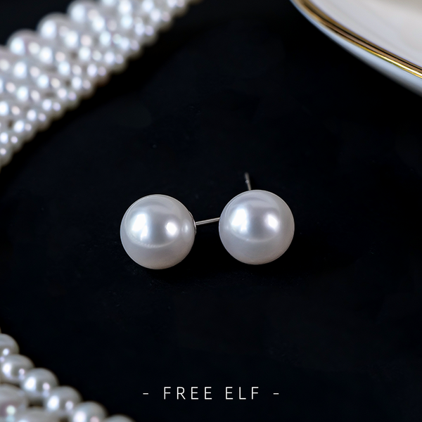 High Quality Natural Pearl Stud Earrings, Elegant Minimal