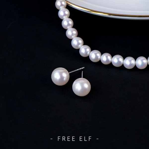 Natural Pearl Necklace & Stud Set, Elegant Minimal Luxury