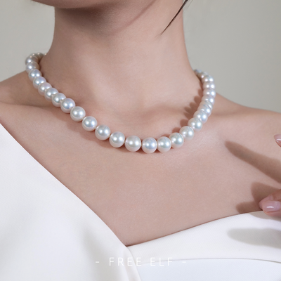 High Luster Natural Pearl Necklace Elegant French Style
