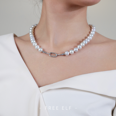 Elegant Natural Pearl Necklace with Modern French Clasp