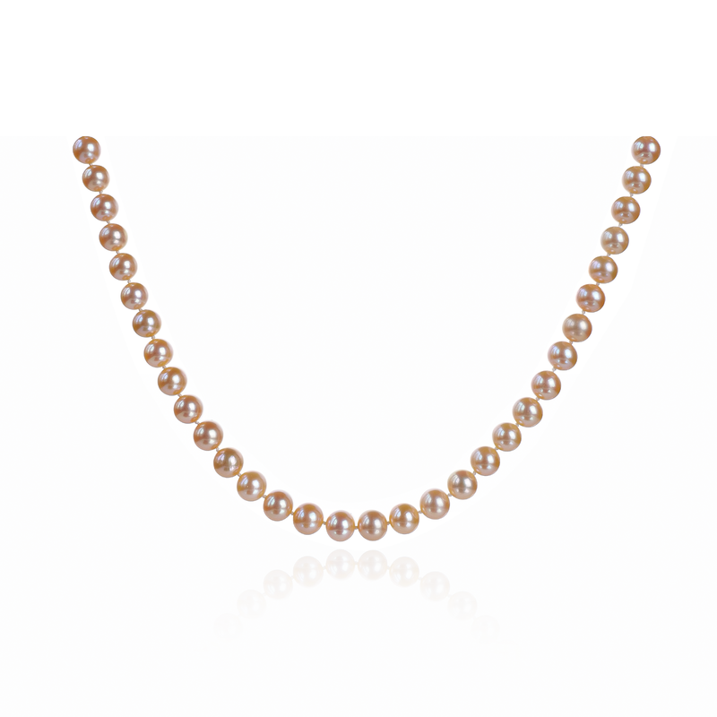 Champagne Pink Freshwater Pearl Necklace French Style