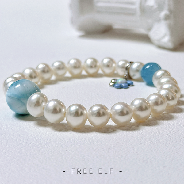 Freshwater Pearl Larimar Bracelet Elegant Designer