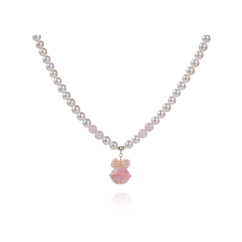 Freshwater Pearl & Rose Quartz Elegant Necklace