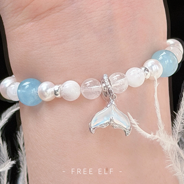 Freshwater Pearl Aquamarine Crystal Elegant Bracelet