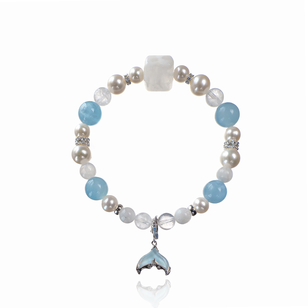 Freshwater Pearl Aquamarine Crystal Bracelet Elegance