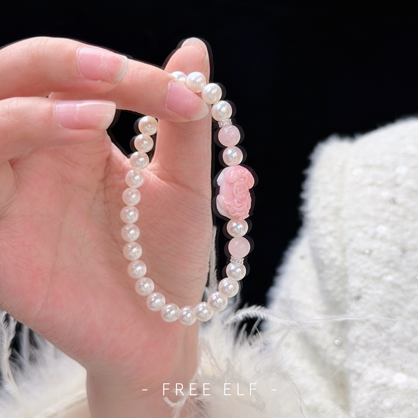 Freshwater Pearl & Pink Crystal Bracelet, French Elegance