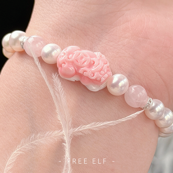 Freshwater Pearl & Rose Quartz Elegant Bracelet
