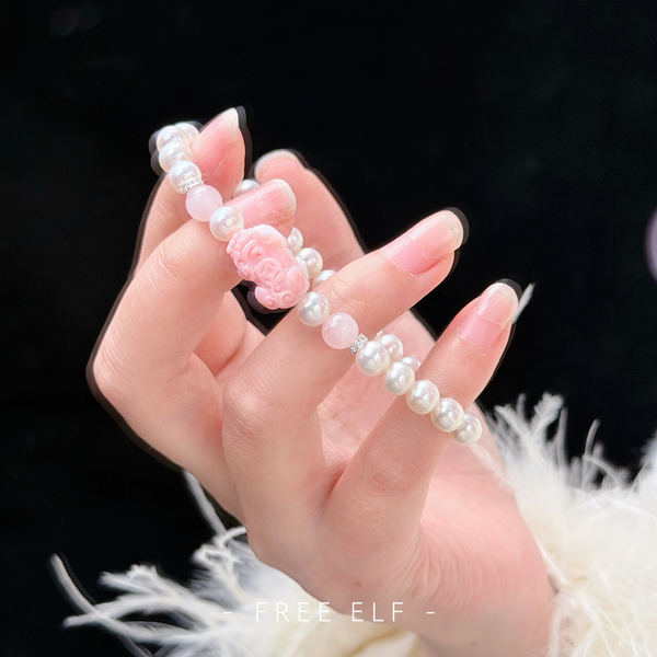 Freshwater Pearl & Rose Quartz Elegant Bracelet