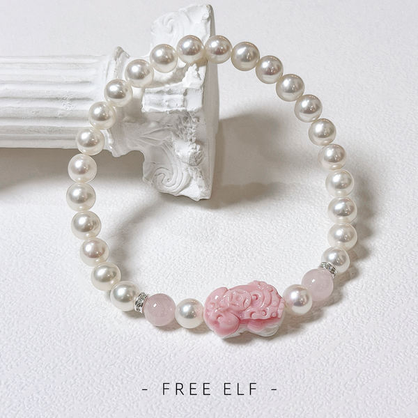 Freshwater Pearl & Rose Quartz Bracelet, Elegant Luxe