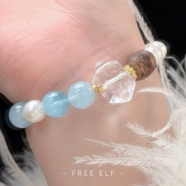 Freshwater Pearl Aquamarine Crystal Elegant Bracelet