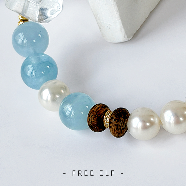 Elegant Pearl & Crystal Wooden Bead Designer Bracelet