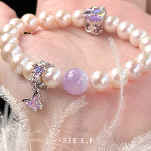 French Elegant Pearl & Amethyst Designer Bracelet