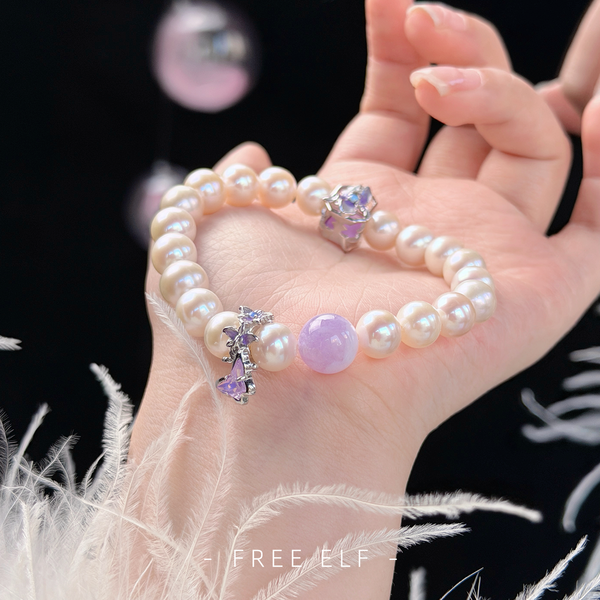 French Elegant Pearl Crystal Butterfly Bracelet