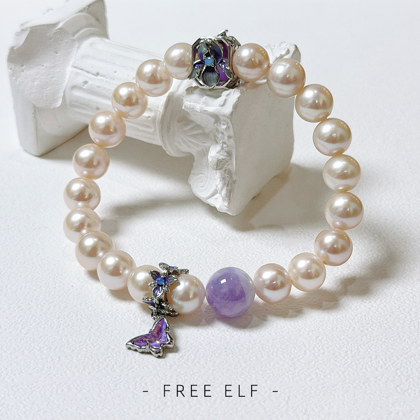 French Elegant Pearl & Amethyst Designer Bracelet