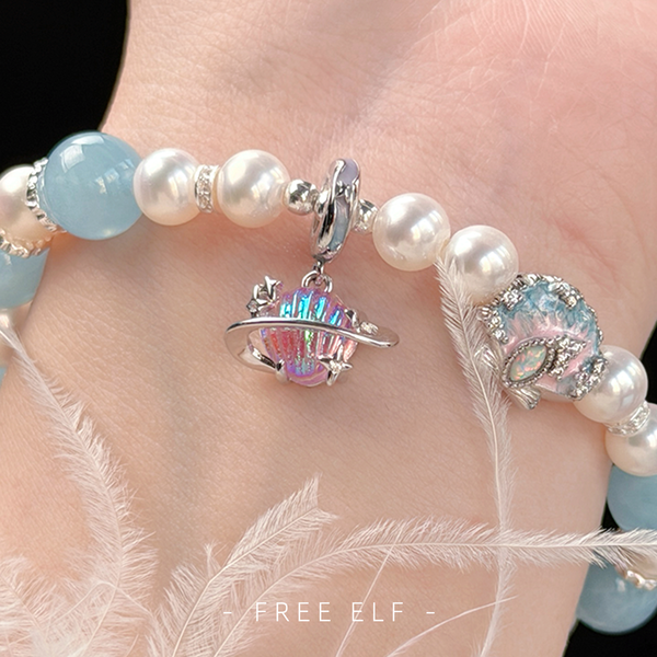 Freshwater Pearl Aquamarine Crystal Bracelet Elegant