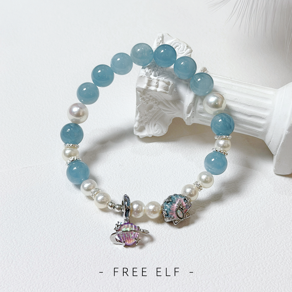 Freshwater Pearl & Crystal Bracelet, Elegant Ocean Style