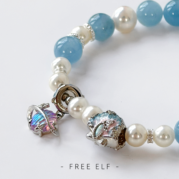 Freshwater Pearl Aquamarine Crystal Bracelet