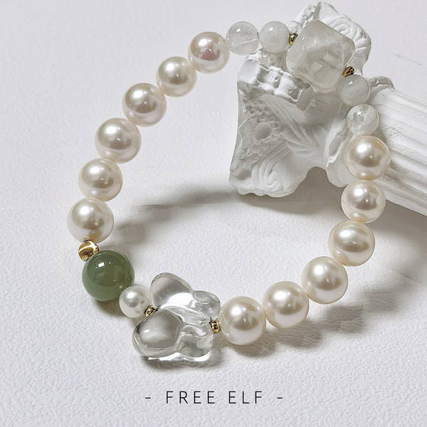 French Elegant Pearl & Crystal Bracelet, Luxe Style