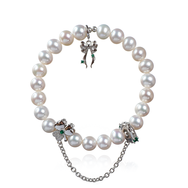 Freshwater Pearl Crystal Bracelet in Elegant French Style