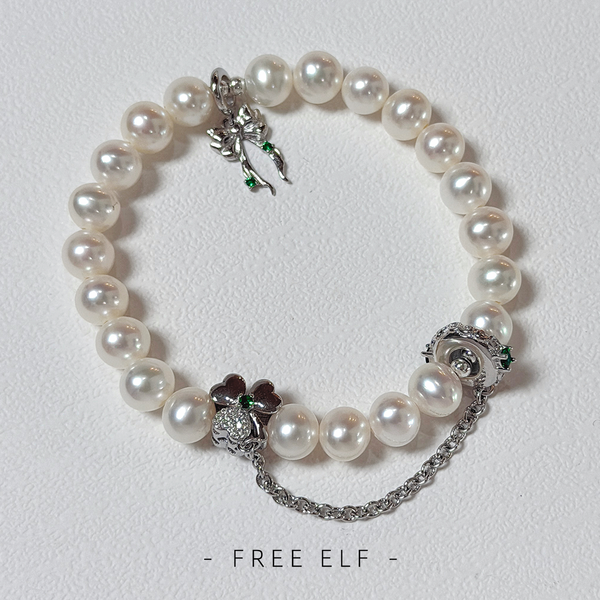 French Luxury Pearl & Crystal Bracelet in Silver
